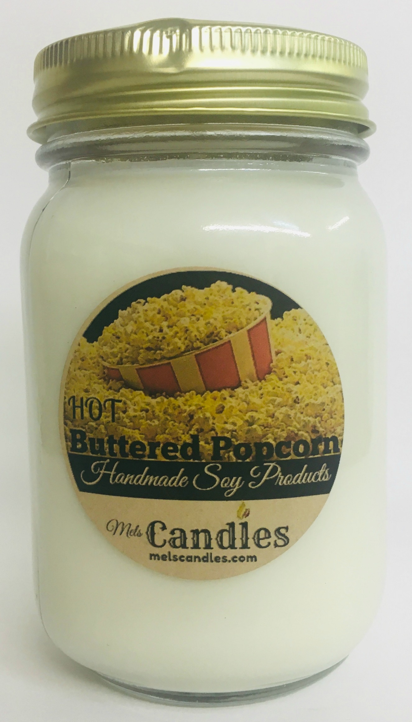 Hot Buttered Popcorn 16 Ounce Country Jar Handmade Soy Candle