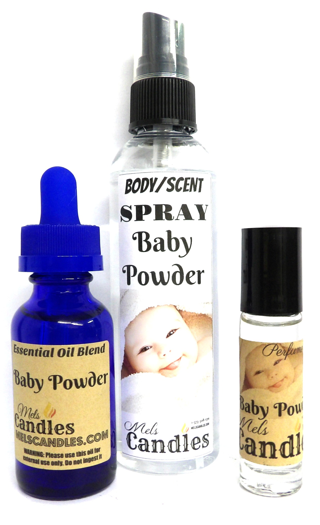 Baby Powder 3 items 4 ounce l Bottle Of Scent Spray, 1 ounce Bottle